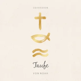 Taufeinladung Kreuz Fisch Wasser Foto innen