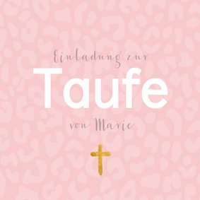 Taufeinladung pink mit Animalprint und Foto innen