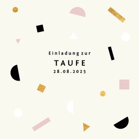 Taufeinladung schlicht Pastellfarben und modernes Konfetti