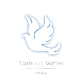 Taufkarte Einladung Taube und Silberschrift