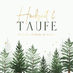 Traufe-Einladungskarte Tannenbäume Winter