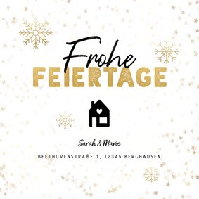 Umzugskarte Weihnachten Frohe Feiertage Haus & Schnee