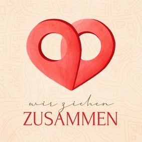Umzugskarte Zusammen ziehen Standort Pin Stecknadel Herz