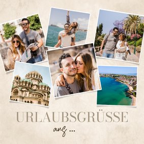 Urlaubsgrüße 6 Fotos auf Beige Grußkarte