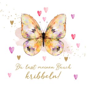 Valentinsgrüße Schmetterling und bunte Herzen