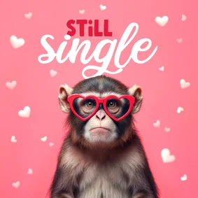 Valentinskarte Affe 'Still Single'
