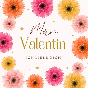 Valentinskarte fröhliche Blumen