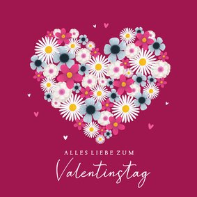 Valentinskarte großes Herz mit Blumen