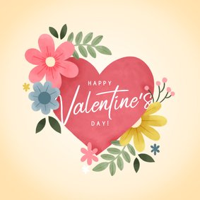 Valentinskarte Herz mit Blumen