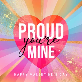 Valentinskarte Herz Regenbogen 'Proud you're mine'