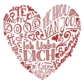 Valentinskarte Herzform Liebe International Sprachen 