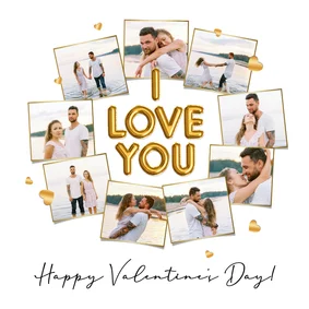 Valentinskarte mit Fotocollage & Schriftzug 'I love you'