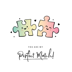 Valentinskarte Puzzleteile 'Perfect Match'