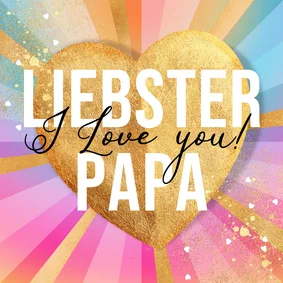 Vatertagskarte Regenbogen goldenes Herz LGBTQ+ Papa