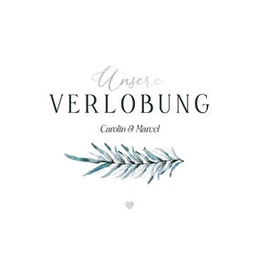 Verlobungskarte Blatt Aquarell blaugrün