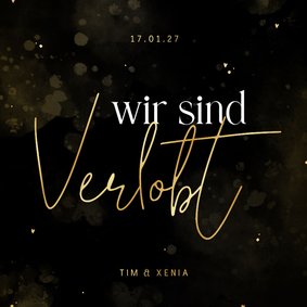 Verlobungskarte 'Wir sind verlobt' schwarz-gold