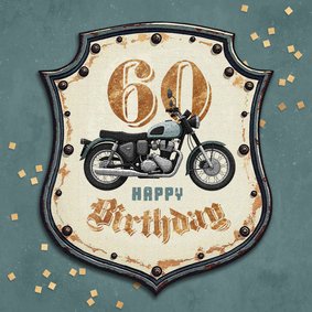 Vintage Geburtstagskarte 60. Geburtstag Motorrad Schild