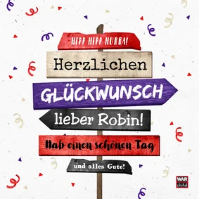 War Child - Geburtstagskarte bunte Schilder