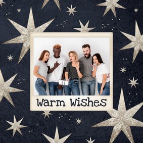 'Warm wishes' Firma Foto-Weihnachtskarte mit Sternen 