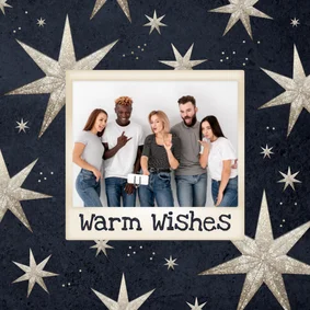 'Warm wishes' Firma Foto-Weihnachtskarte mit Sternen
