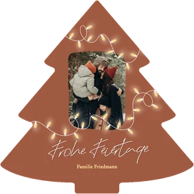 Weihnachtsbaumkarte mit Foto und Lichterkette