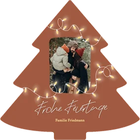 Weihnachtsbaumkarte mit Foto und Lichterkette