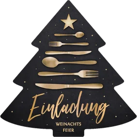 Weihnachtsfeier Tannenbaum Besteck Einladungskarte