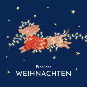 Weihnachtsgrüße Dackel mit Lichterkette