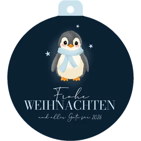 Weihnachtsgrußkarte runde Form Pinguin
