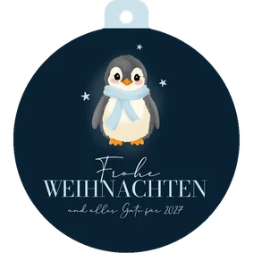 Weihnachtsgrußkarte runde Form Pinguin