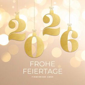 Weihnachtskarte 2026 hängende Zahlen beige geschäftlich