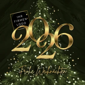 Weihnachtskarte 2027 Tannenbaum Lichtpunkte mit Logo