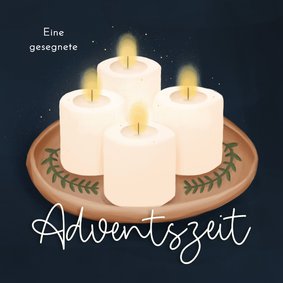 Weihnachtskarte 4 weiße Kerzen Adventszeit