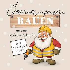 Weihnachtskarte Baufirma Weihnachtsmann Bohrmaschine