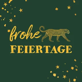 Weihnachtskarte botanisch mit Leopard
