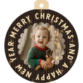 Weihnachtskarte braun gestreift Foto in Weihnachtskugel