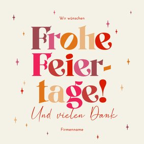 Weihnachtskarte Buchstaben beige bunt mit Sternchen