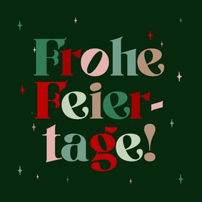 Weihnachtskarte Buchstaben grün mit Sternchen