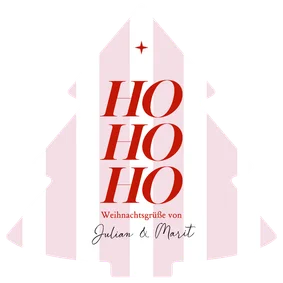 Weihnachtskarte Christbaum-Form gestreift 'Ho Ho Ho'