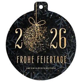 Weihnachtskarte Christbaumkugel-Form 'Frohe Feiertage'