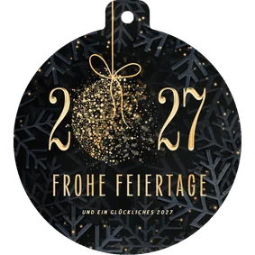 Weihnachtskarte Christbaumkugel-Form 'Frohe Feiertage'