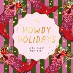 Weihnachtskarte Cowboystiefel 'Howdy Holidays'