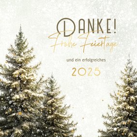 Weihnachtskarte 'Danke' Winterwald Tannenbäume im Schnee