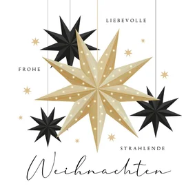 Weihnachtskarte Faltsterne Holz & schwarz