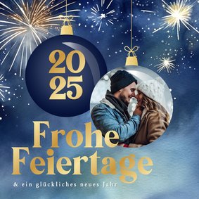 Weihnachtskarte Feuerwerk & Foto in Weihnachtskugel