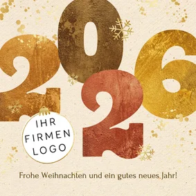 Weihnachtskarte Firma 2026 retro beige
