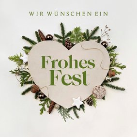 Weihnachtskarte Firma Herz mit Rahmen aus Zweigen