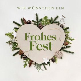 Weihnachtskarte Firma Herz mit Rahmen aus Zweigen