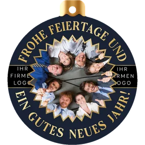 Weihnachtskarte Firma Weihnachtskugel Logo und Foto rund