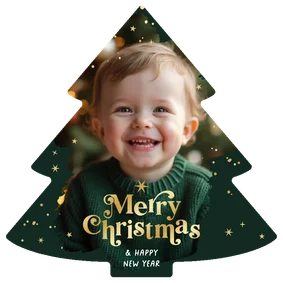 Weihnachtskarte Foto im Weihnachtsbaum 'Merry Christmas'